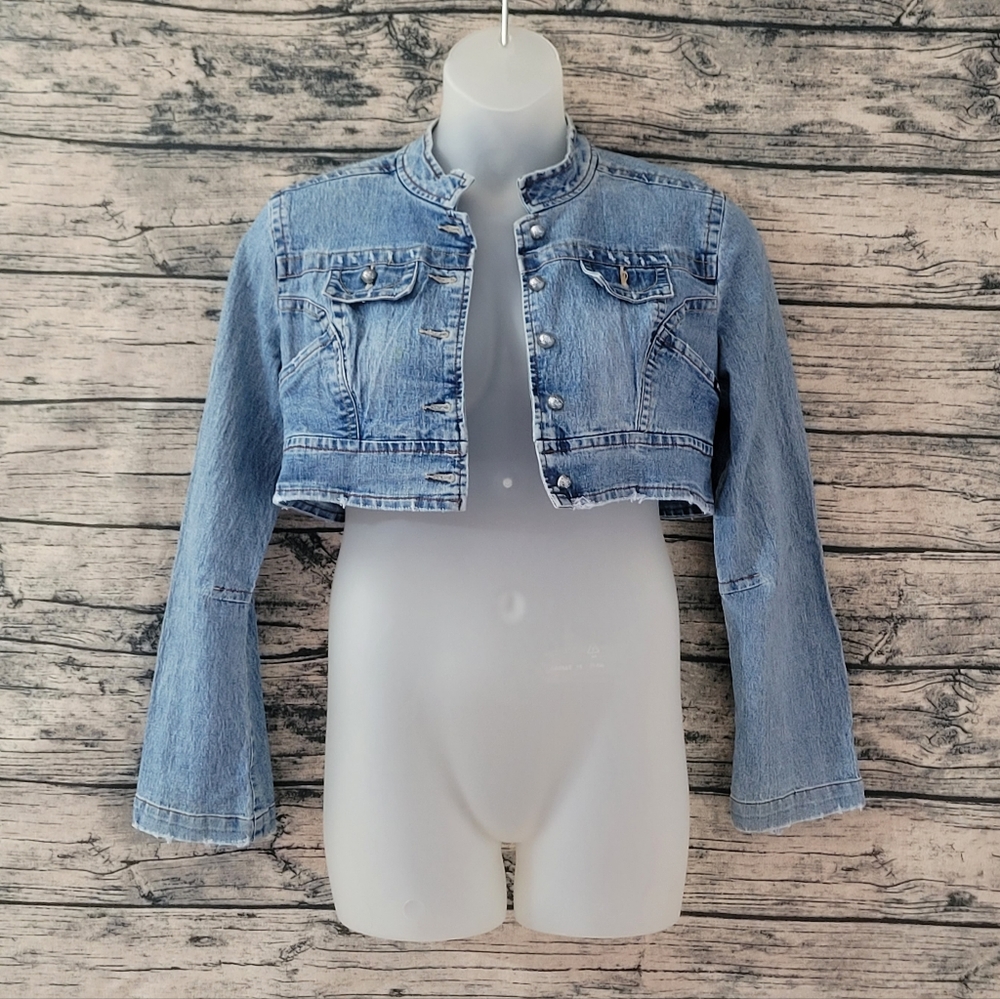 Vintage Cropped Denim Jacket by Rewind